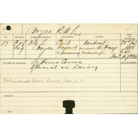 BOYCE, RWL (Hawkesbury Diploma of Agriculture (HDA) Special course - Dairy)