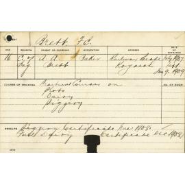 BRETT, Frank Ernest (Hawkesbury Diploma in Dairy Technology (HDDT) Certificate - Piggery)