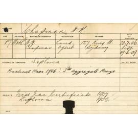 CHAPMAN, HK (Practical Course & Hawkesbury Diploma of Agriculture (HDA))