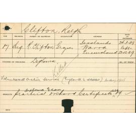 CLIFTON, Ralph (Practical Orchard Certificate)