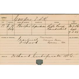 COOPER, VSK (Orchard Certificate)