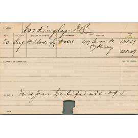 CORDINGLEY, TR (Certificate - First year)