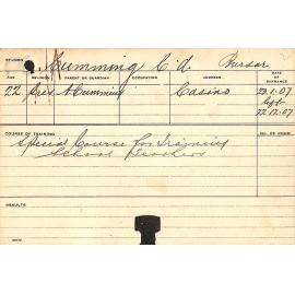 CUMMING, CA (Special course for training school teachers)