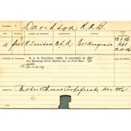 DAVIDSON, RAB (Certificate - Butter & Cheese)