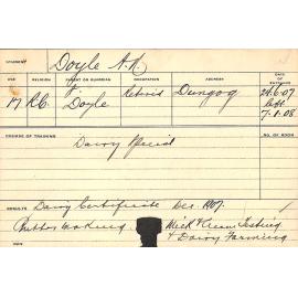DOYLE, AN (Certificate - Dairy, Special Courses - Butter Making, Milk & Cheese testing, & Dairy farming)