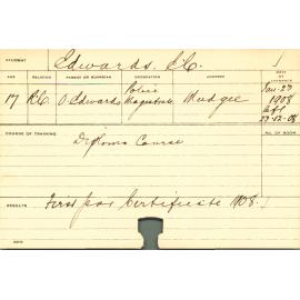 EDWARDS, EC (First Year Diploma Course)