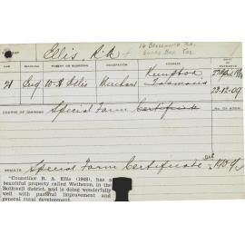 ELLIS, Russell A (Special Certificate - Farm)