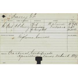 EMERY, George F (Hawkesbury Diploma of Agriculture (HDA) & Practical Certificate - Agriculture, Dairy & Orchard)