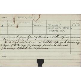 FERRIS, Cyril (Special, Practical Training)