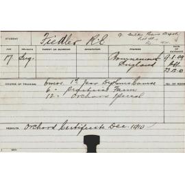 FIEDLER, RE (Practical - Farm & Certificate - Orchard)