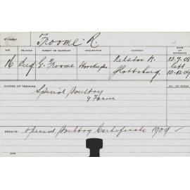 FROOME, R (Special Course - Poultry & Farm)