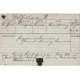 GILFILLAN, W (Practical Courses & Practical Dairy Course)