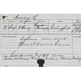 HENRY, Keith (Special Course - Dairy)