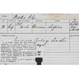 HICKS, CE (Training College Teacher)