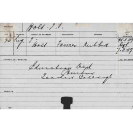 HOLT, JS (Education Department Bursar Teachers College)