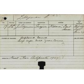LILLYMAN, Norman Joseph (Hawkesbury Diploma of Agriculture (HDA) - First Year Certificate only)