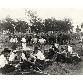 Land clearing - caption 'Lunch on the Farm' [Hawkesbury Agricultural College (HAC)] - Print 1 of 2 - Uncropped