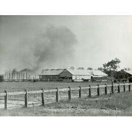 Stables burning at HAC, April 1896 [Hawkesbury Agricultural College (HAC)] - Print 1 of 2 - Uncropped