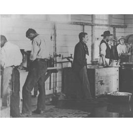 Preserving Shed (interior) - Students at work [Hawkesbury Agricultural College (HAC)]