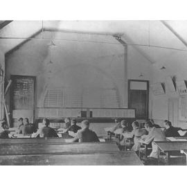 Classroom - Students seated at desks in lecture room in the Main Building [Hawkesbury Agricultural College (HAC)]