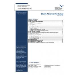 Learning Guide - Abnormal Psychology (101681) - Autumn 2013
