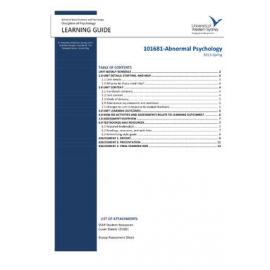 Learning Guide - Abnormal Psychology (101681) - Spring 2013