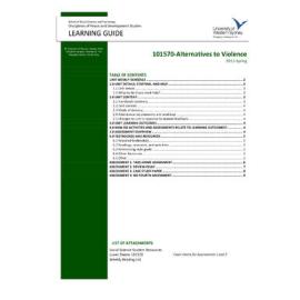 Learning Guide - Alternatives to Violence (101570) - Spring 2013