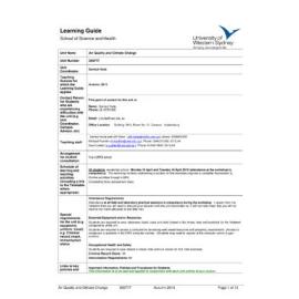 Learning Guide - Air Quality & Climate Change (300777) - Autumn 2013