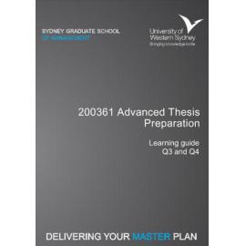 Learning Guide - Advanced Thesis Preparation (200361) - Quarters 3 & 4 2013