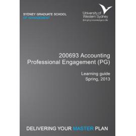Learning Guide - Accounting Professional Engagement (PG) (200693) - Spring 2013