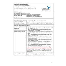 Learning Guide - Advanced Robotics (300599) - Autumn 2013