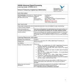 Learning Guide - Advanced Signal Processing (300596) - Spring 2013