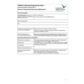 Learning Guide - Advanced Engineering Topic 1 (300666) - Spring 2013