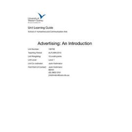 Learning Guide - Advertising: An Introduction (100706) - Autumn 2013