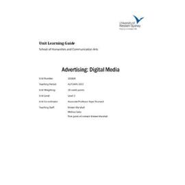 Learning Guide - Advertising: Digital Media (101828) - Autumn 2013