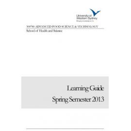 Learning Guide - Advanced Food Science & Technology (300780) - Spring 2013
