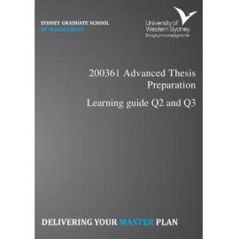 Learning Guide - Advanced Thesis Preparation (200361) - Quarters 2 & 3 2013