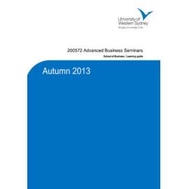 Learning Guide - Advanced Business Seminars (200572) - Autumn 2013