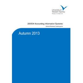 Learning Guide - Accounting Information Systems (200534) - Autumn 2013