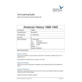 Learning Guide - American History 1898 -1945 (100966) - Spring 2013