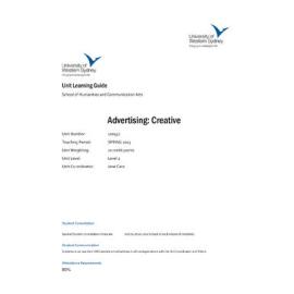 Learning Guide - Advertising Creative (100552) - Spring 2013