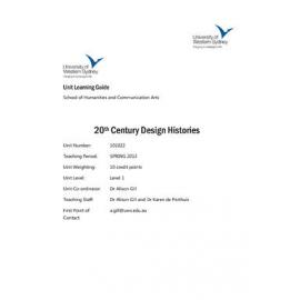 Learning Guide - 20th Century Design Histories (101022) - Spring 2013