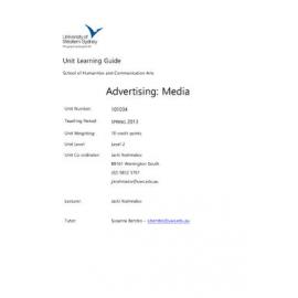 Learning Guide - Advertising Media (101034) - Spring 2013