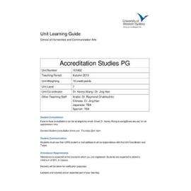 Learning Guide - Accreditation Studies PG (101482) - Autumn 2013