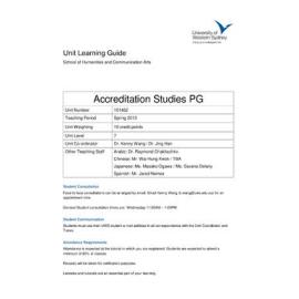 Learning Guide - Accreditation Studies PG (101482) - Spring 2013