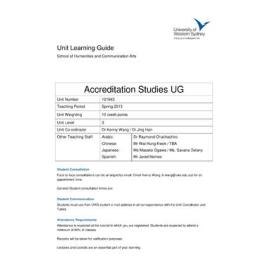 Learning Guide - Accreditation Studies (101943) - Spring 2013