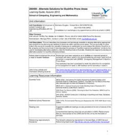 Learning Guide - Alternate Solutions for Bushfire Prone Areas (200499) - Autumn 2013