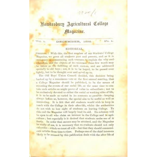 Hawkesbury Agricultural College Journals