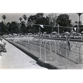 Olympic Swimming Pool - Large crowd seated around the pool [Hawkesbury Agricultural College (HAC)]