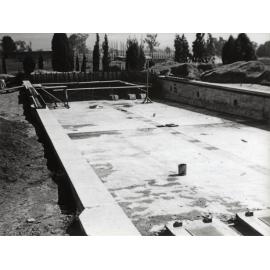 Olympic Swimming Pool Construction - Most of the concrete has been poured, form work at deep end [Hawkesbury Agricultural College (HAC)]